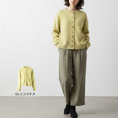 ヤク100% クルーネックカーディガン 全7色 M〜L