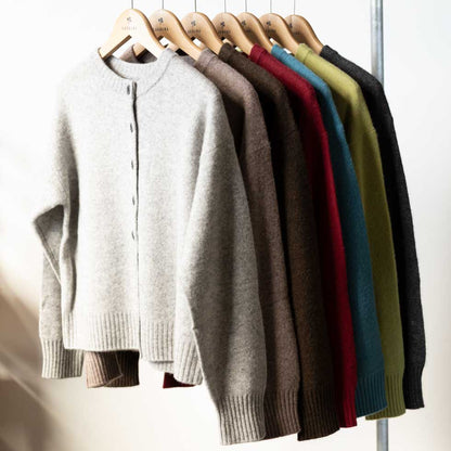ヤク100% クルーネックカーディガン 全7色 M〜L
