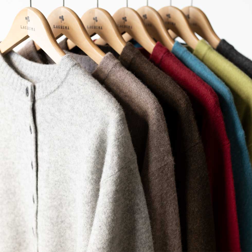 ヤク100% クルーネックカーディガン 全7色 M〜L