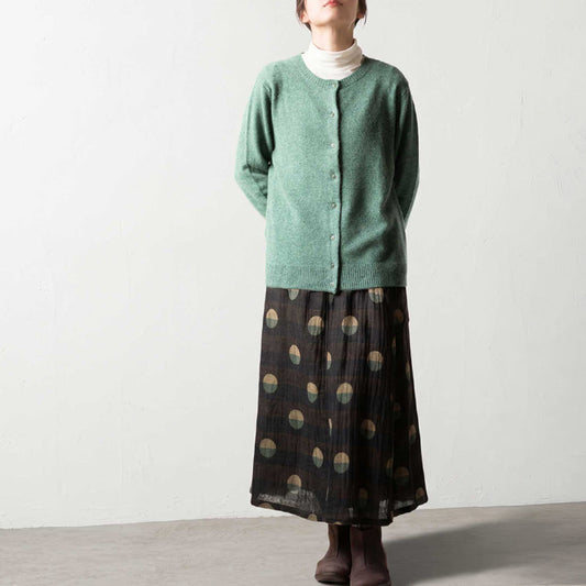 カシミヤ100% クルーネックカーディガン 全6色 M〜L