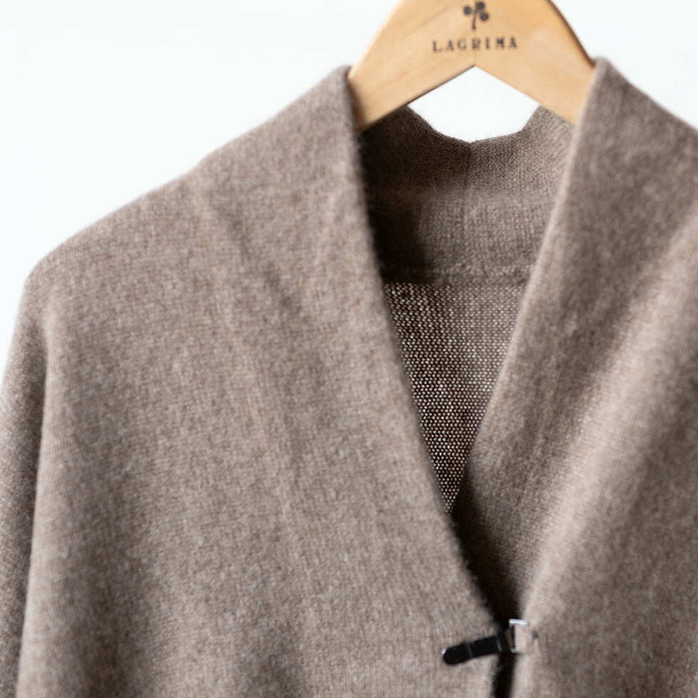 カシミヤ100% ポンチョ ドルマン袖 立ち衿 モカ M〜L