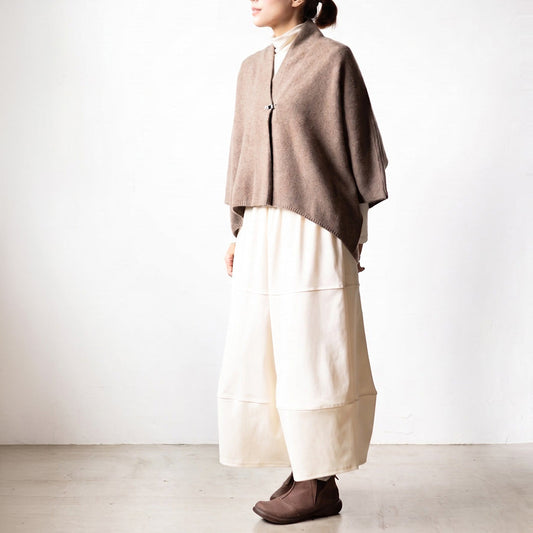 カシミヤ100% ポンチョ ドルマン袖 立ち衿 モカ M〜L