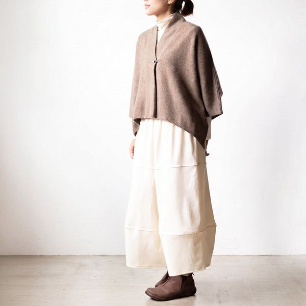 カシミヤ100% ポンチョ ドルマン袖 立ち衿 モカ M〜L