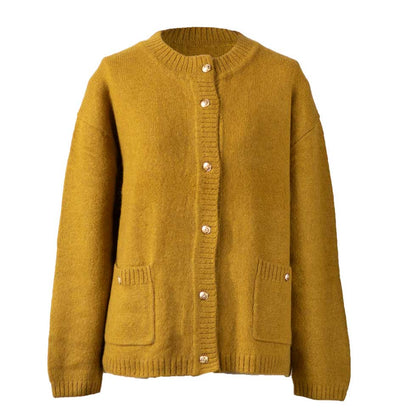 ベビーキャメル100% クルーネックカーディガン 全4色 M〜L