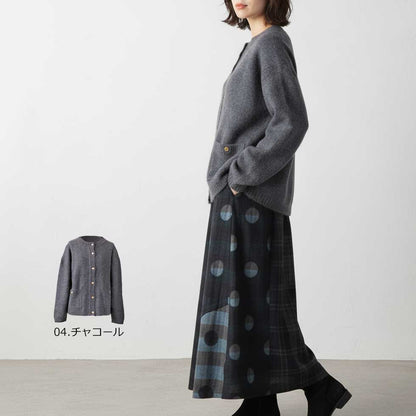 ベビーキャメル100% クルーネックカーディガン 全4色 M〜L