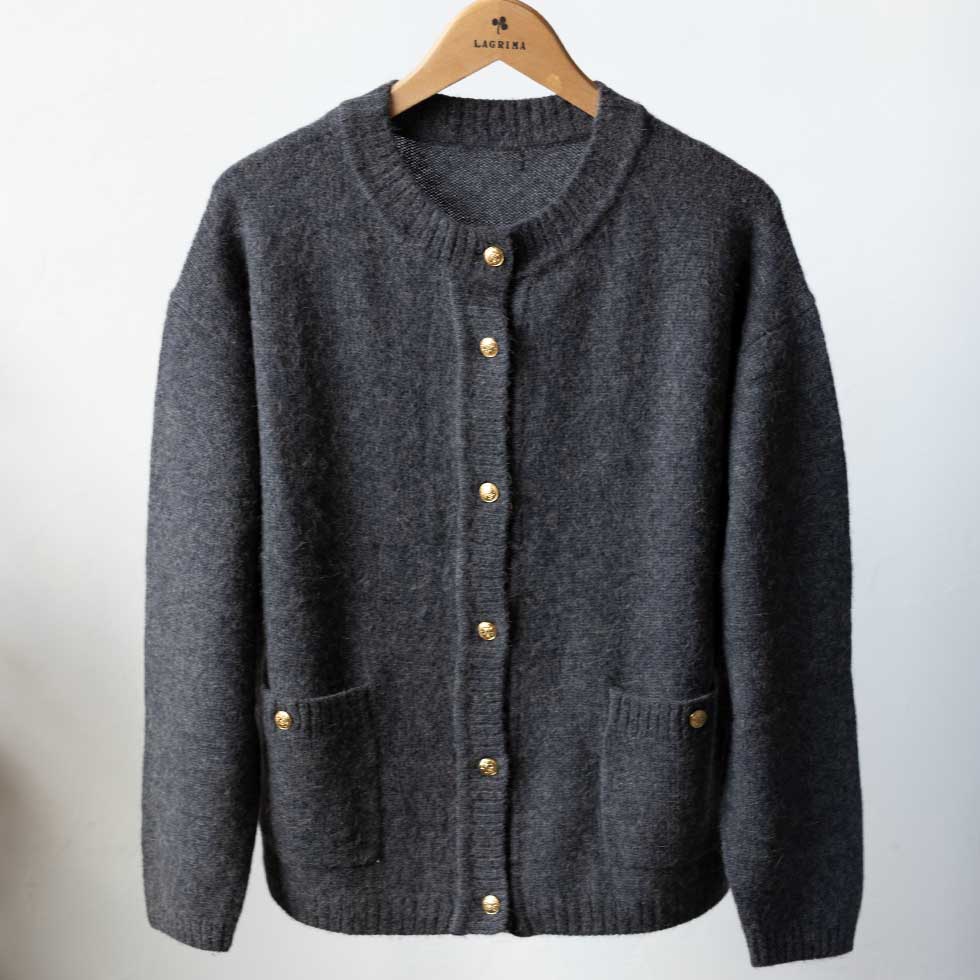 ベビーキャメル100% クルーネックカーディガン 全4色 M〜L