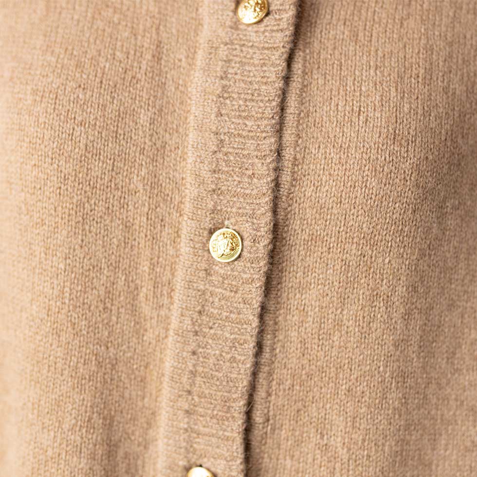 ベビーキャメル100% クルーネックカーディガン 全4色 M〜L