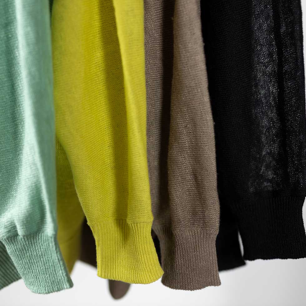 リネン100% ざっくりニット 長袖トッパーカーディガン