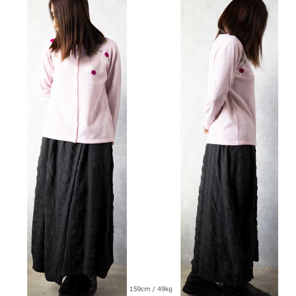 ウールカシミヤ混 花柄カーディガン 全4色 M〜L