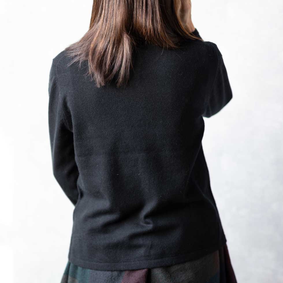 ウールカシミヤ混 花柄カーディガン 全4色 M〜L