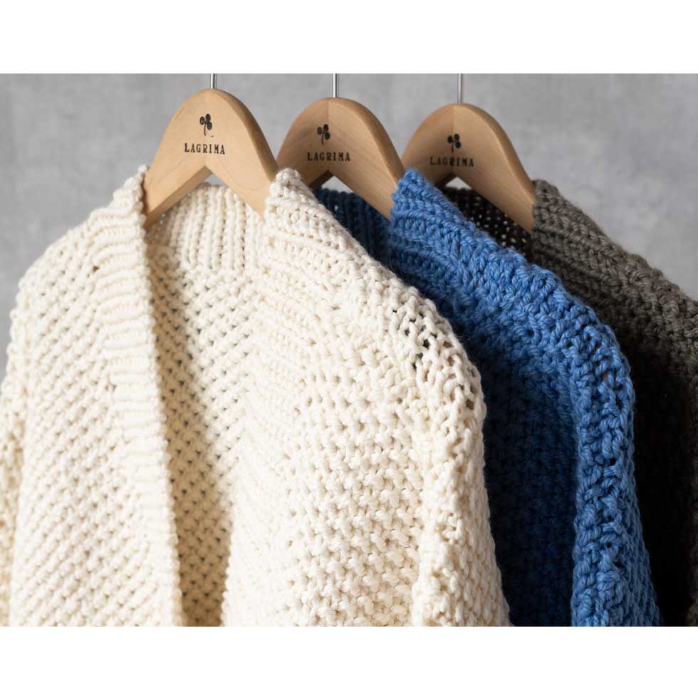 アルパカ混 ペルー産ハンドニット ショート丈カーディガン 全3色 M〜L