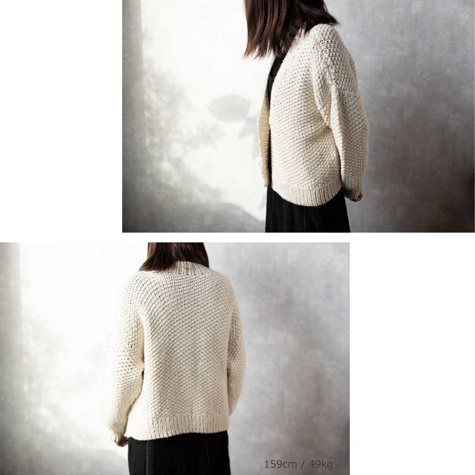 アルパカ混 ペルー産ハンドニット ショート丈カーディガン 全3色 M〜L