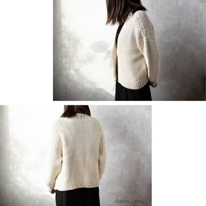 アルパカ混 ペルー産ハンドニット ショート丈カーディガン 全3色 M〜L