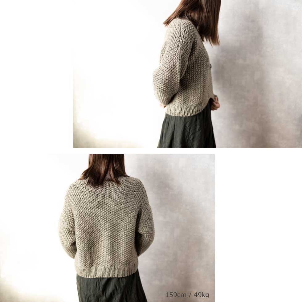アルパカ混 ペルー産ハンドニット ショート丈カーディガン 全3色 M〜L