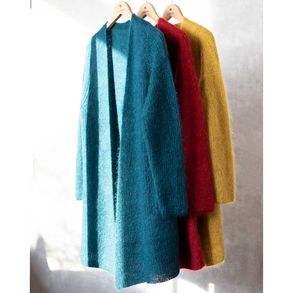 キッドモヘヤ シルク混 トッパーカーディガン 軽やか 全3色 M〜L