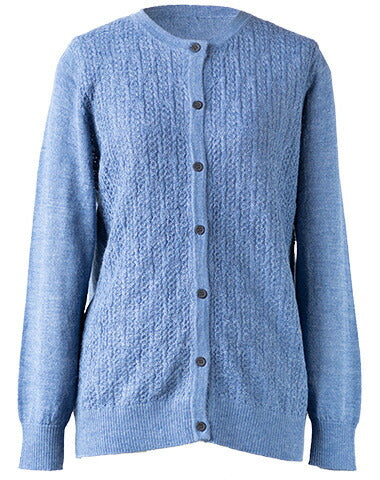 ベビーリャマ100% 地柄 ラウンドネックカーディガン 全5色 M〜L