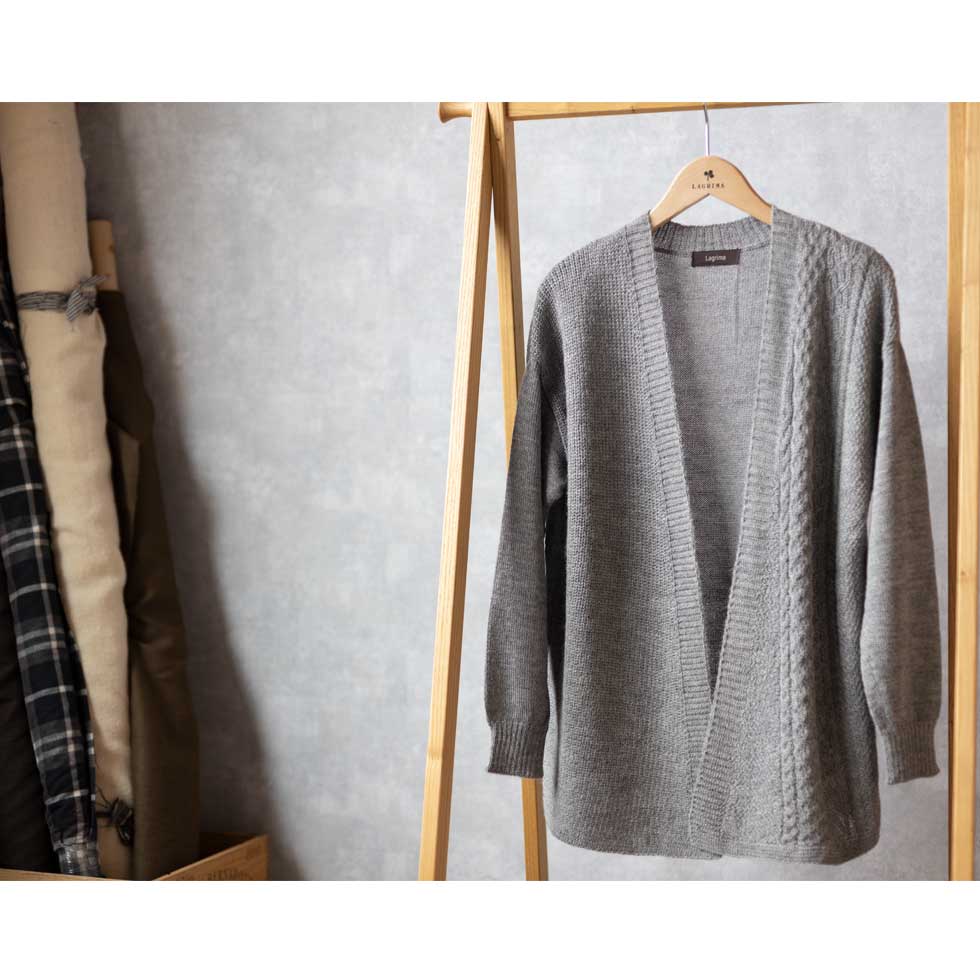ベビーリャマ100% ケーブルトッパーカーディガン 全5色 M〜L