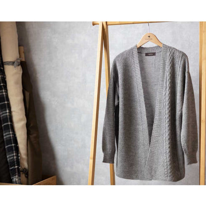 ベビーリャマ100% ケーブルトッパーカーディガン 全5色 M〜L