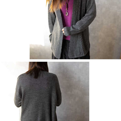 ベビーリャマ100% ケーブルトッパーカーディガン 全5色 M〜L