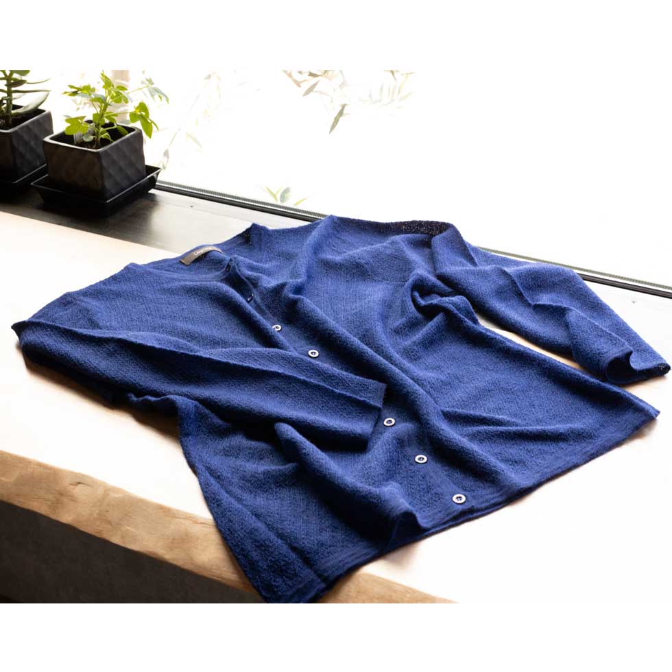 アルパカ100% 梨地編み カーディガン 伸縮性 全6色 M〜L