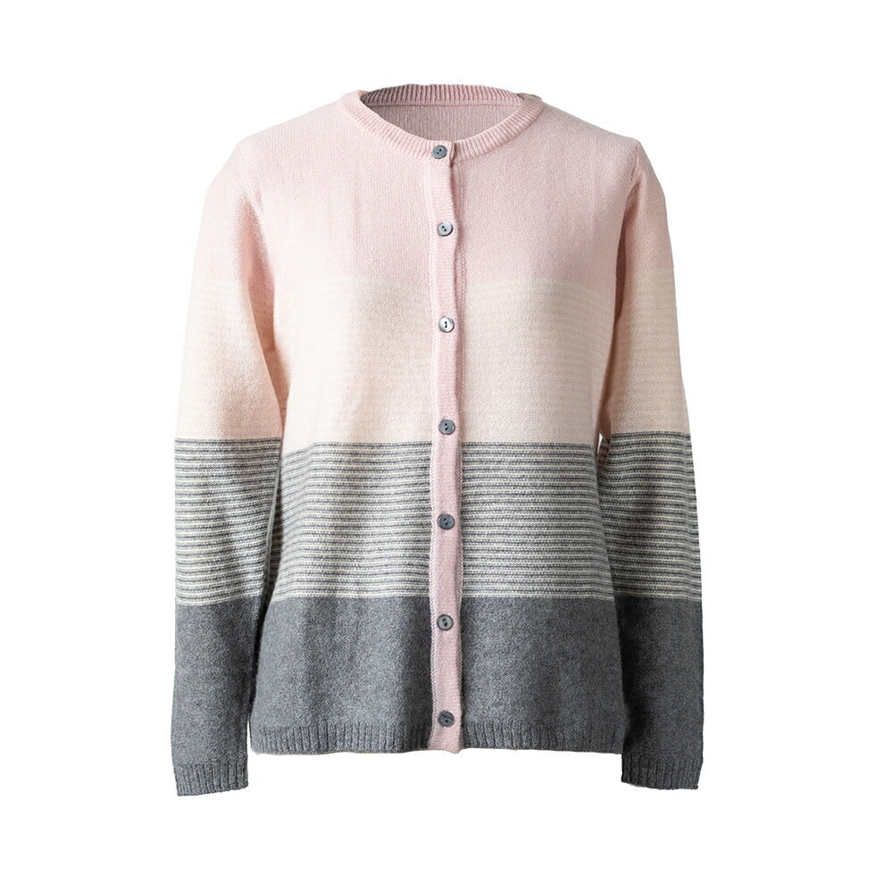 カシミヤ100% グラデーション ナローボーダーカーディガン 全5色 M〜L