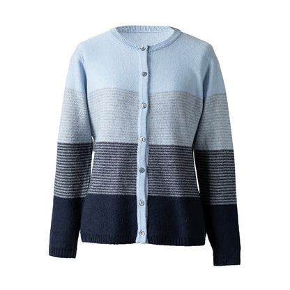 カシミヤ100% グラデーション ナローボーダーカーディガン 全5色 M〜L