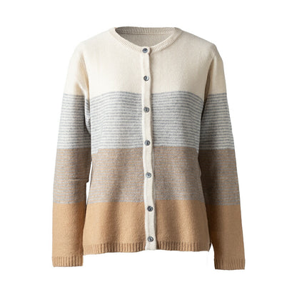 カシミヤ100% グラデーション ナローボーダーカーディガン 全5色 M〜L