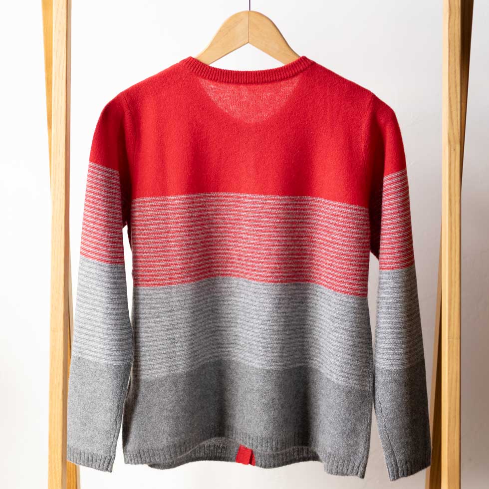 カシミヤ100% グラデーション ナローボーダーカーディガン 全5色 M〜L