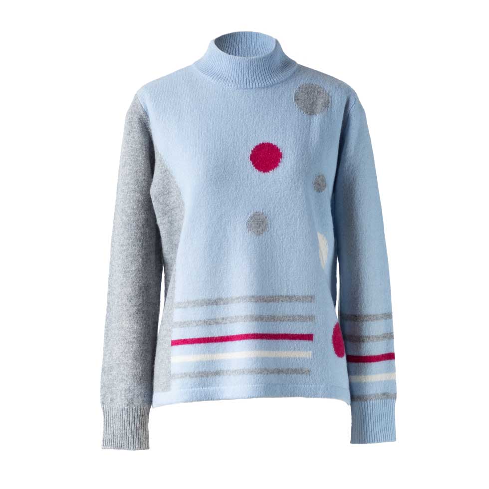 カシミヤ100% 水玉&ボーダープルオーバー 全4色 M〜L