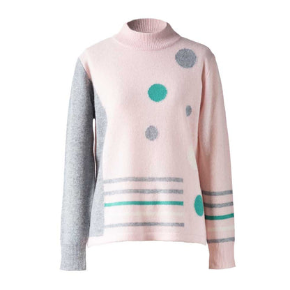 カシミヤ100% 水玉&ボーダープルオーバー 全4色 M〜L