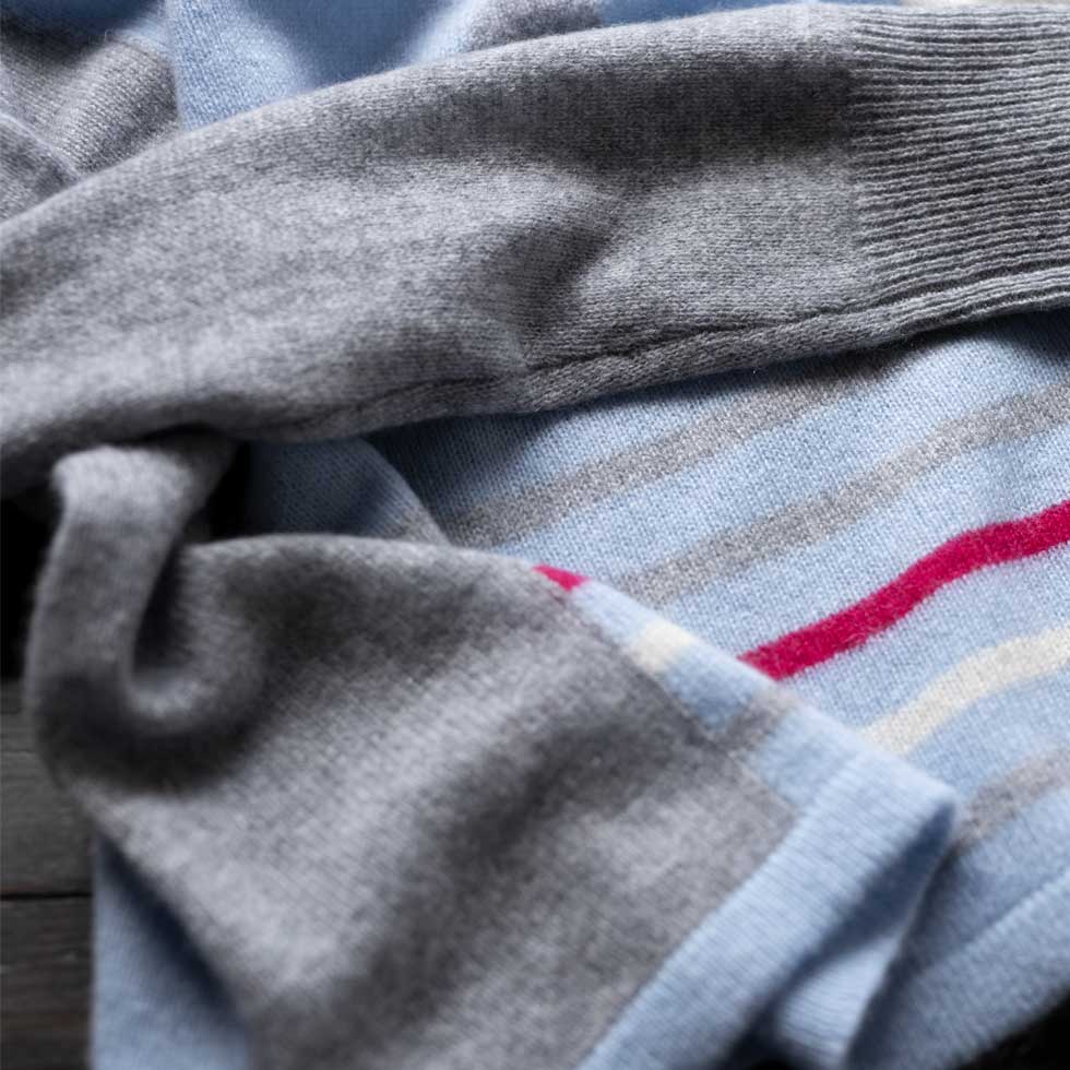 カシミヤ100% 水玉&ボーダープルオーバー 全4色 M〜L