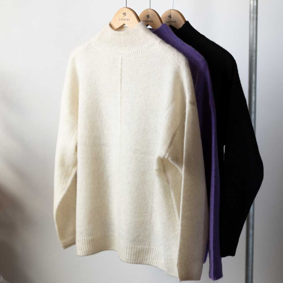 ヤク100% ハイネックプルオーバー センターシーム 全3色 M〜L