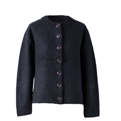 ヤク100% 丸首ボタンカーディガン 全6色 M〜L