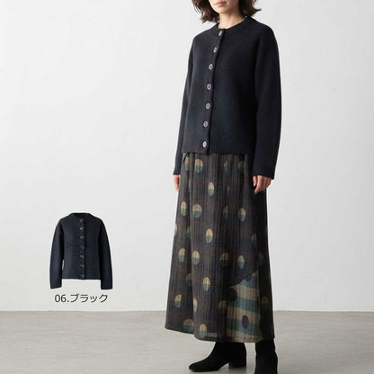 ヤク100% 丸首ボタンカーディガン 全6色 M〜L