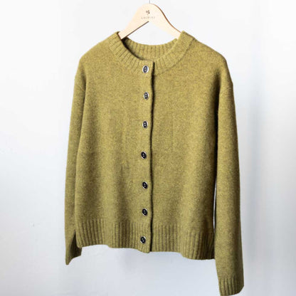 ヤク100% 丸首ボタンカーディガン 全6色 M〜L