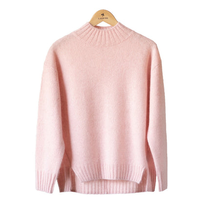 ヤク100% 前後差裾のハイネックプルオーバー 全6色 M〜L