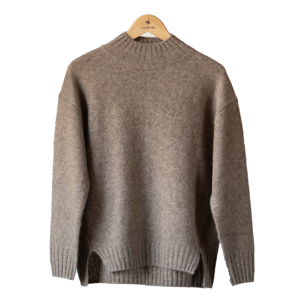 ヤク100% 前後差裾のハイネックプルオーバー 全6色 M〜L