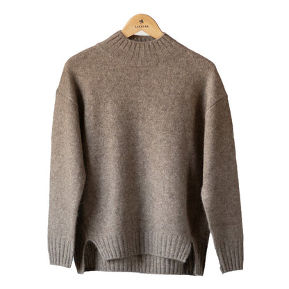ヤク100% 前後差裾のハイネックプルオーバー 全6色 M〜L