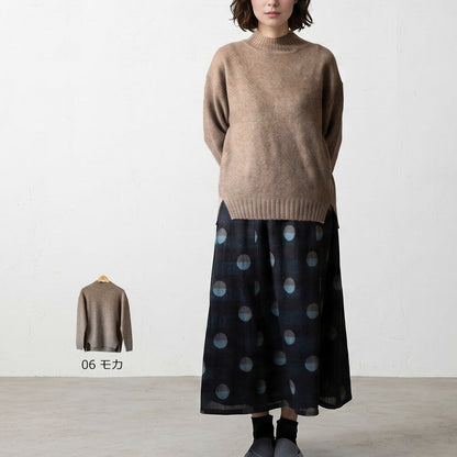 ヤク100% 前後差裾のハイネックプルオーバー 全6色 M〜L