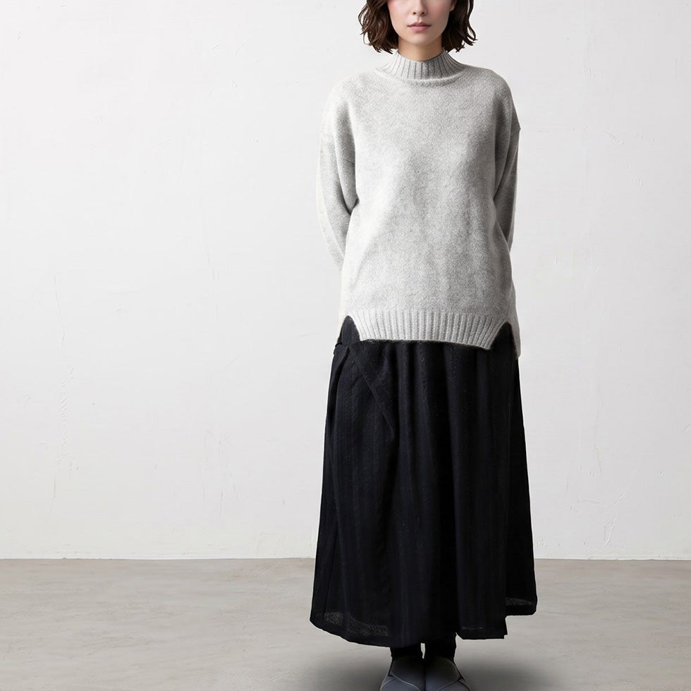 ヤク100% 前後差裾のハイネックプルオーバー 全6色 M〜L