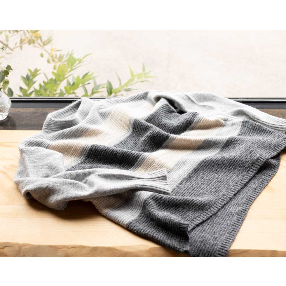 ヤク混 ボーダー プルオーバー あたたか 全5色 M〜L