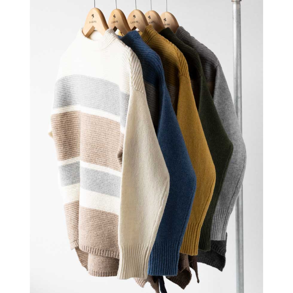 ヤク混 ボーダー プルオーバー あたたか 全5色 M〜L