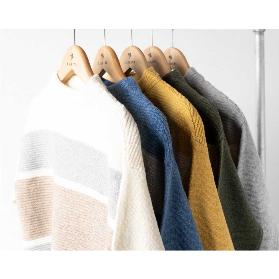 ヤク混 ボーダー プルオーバー あたたか 全5色 M〜L