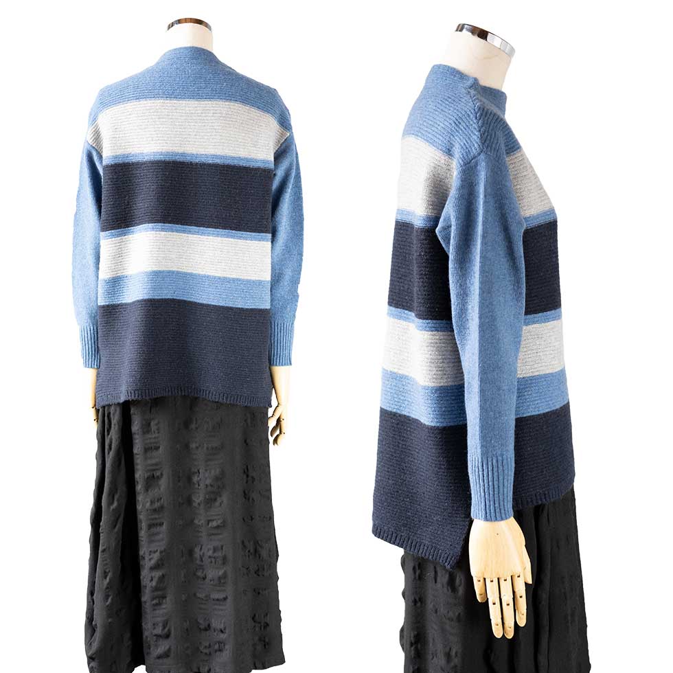 ヤク混 ボーダー プルオーバー あたたか 全5色 M〜L