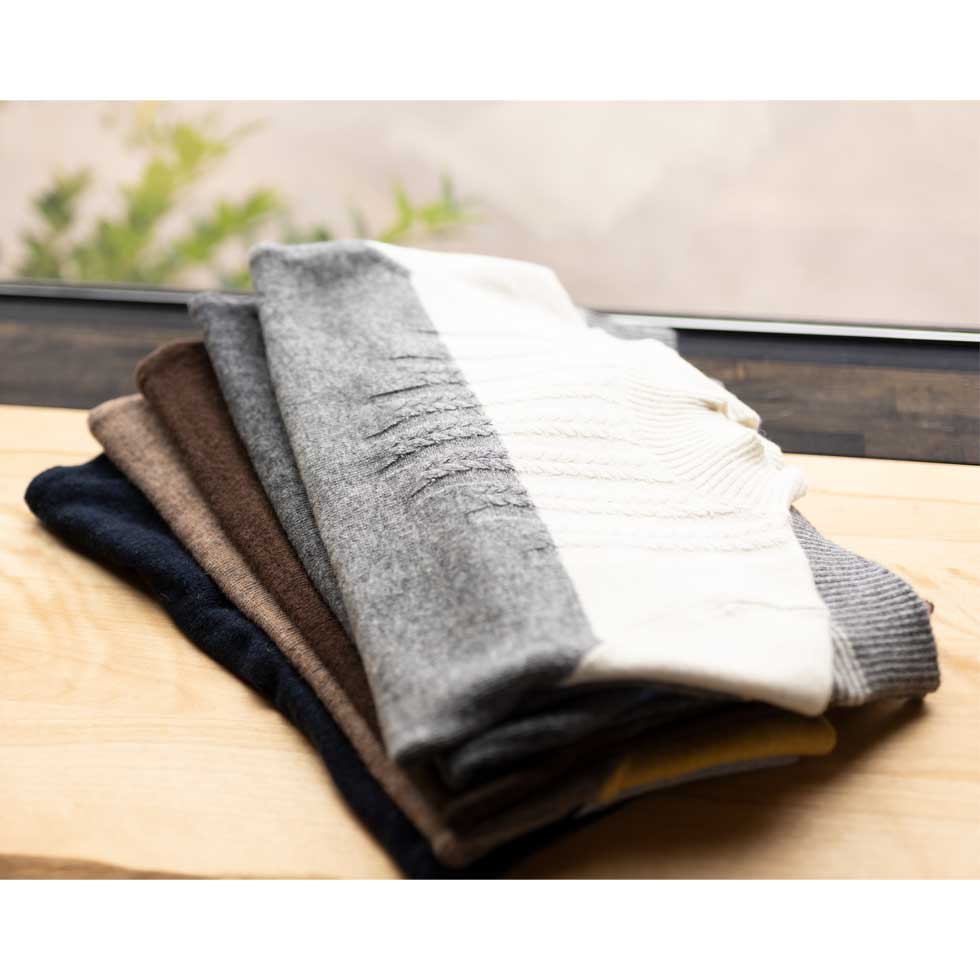ヤク混 リブ バイカラープルオーバー あたたか 全5色 M〜L