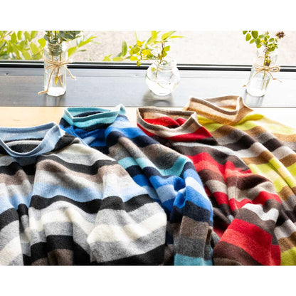 カシミヤ100% マルチボーダープルオーバー 全4色 M〜L