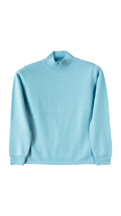 カシミヤ100% ボトルネック シンプルプルオーバー 全8色 M〜L