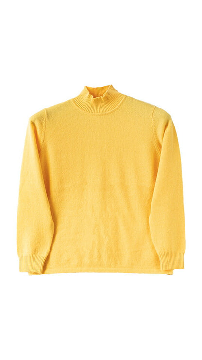 カシミヤ100% ボトルネック シンプルプルオーバー 全8色 M〜L