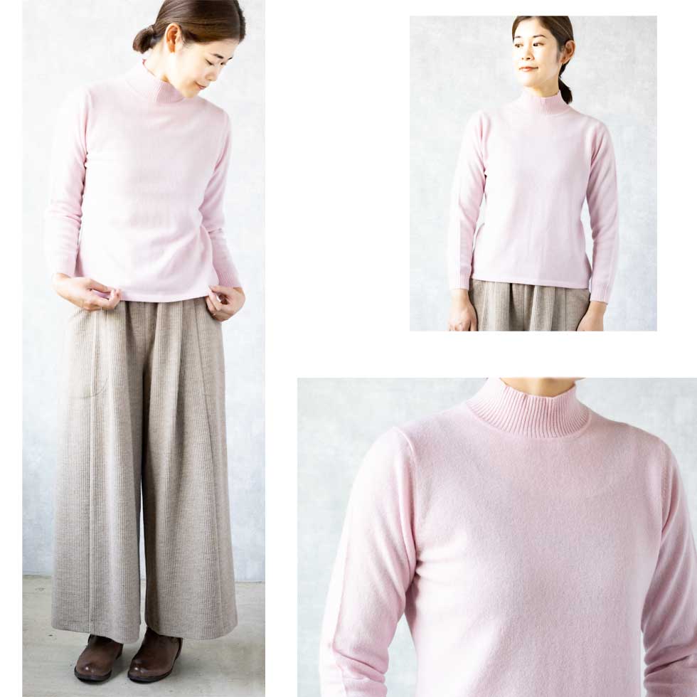 カシミヤ100% ボトルネック シンプルプルオーバー 全8色 M〜L