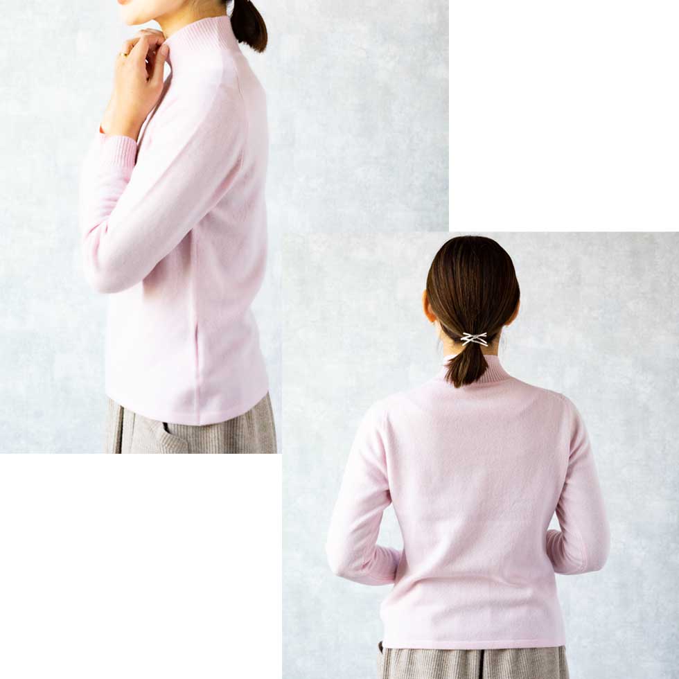 カシミヤ100% ボトルネック シンプルプルオーバー 全8色 M〜L